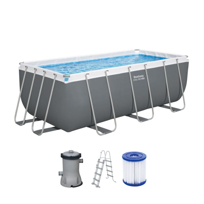 Bestway Steel Pro Max Frame Pool Set 412 x 201 x 122 cm Schiefergrau