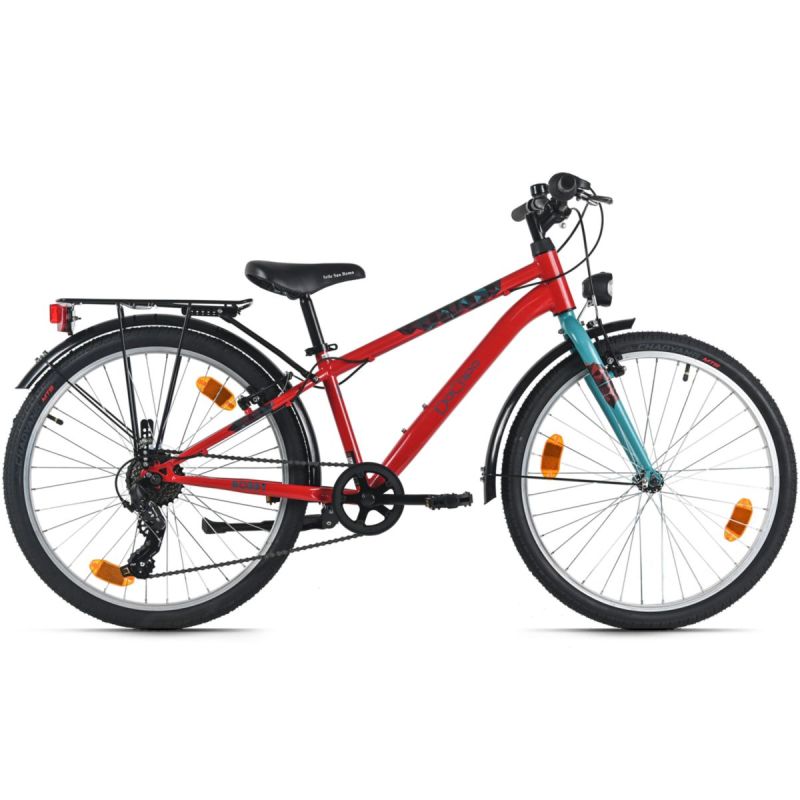 DaCapo Kinderfahrrad 24" Bobby Rot 7 Gänge RH 32 cm mit Beleuchtung - Ab 8 Jahre