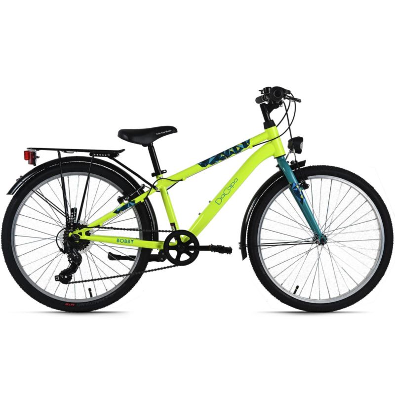 DaCapo Kinderfahrrad 24" Bobby Gelb 7 Gänge RH 32 cm mit Beleuchtung - Ab 8 Jahre