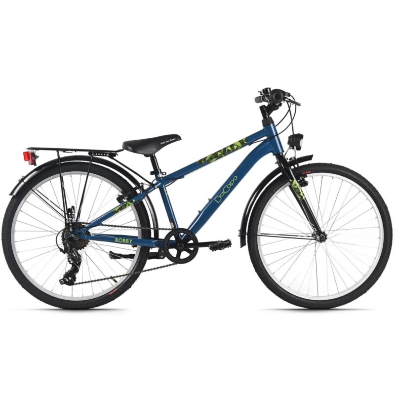 DaCapo Kinderfahrrad 24" Bobby Blau 7 Gänge RH 32 cm mit Beleuchtung - Ab 8 Jahre