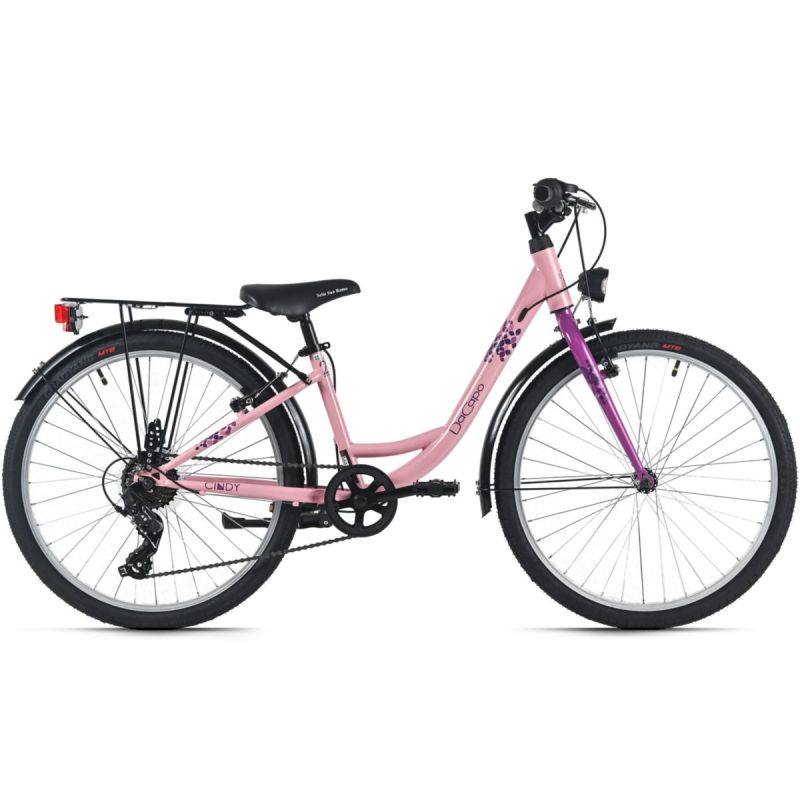 DaCapo Kinderfahrrad 24" Cindy Rosa 7 Gänge RH 32 cm mit Beleuchtung - Ab 8 Jahre