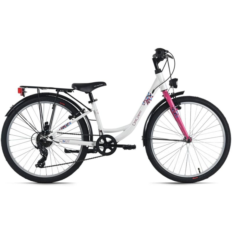 DaCapo Kinderfahrrad 24" Cindy Weiß 7 Gänge RH 32 cm mit Beleuchtung - Ab 8 Jahre