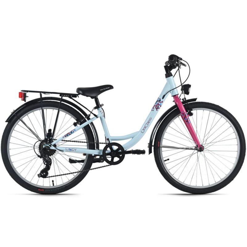 DaCapo Kinderfahrrad 24" Cindy Blau 7 Gänge RH 32 cm mit Beleuchtung - Ab 8 Jahre