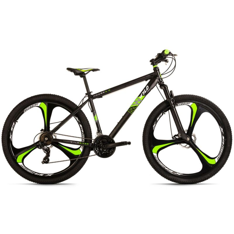 WYLD Mountainbike Hardtail 29'' Sharp Schwarz-Grün 21 Gänge RH 46 cm