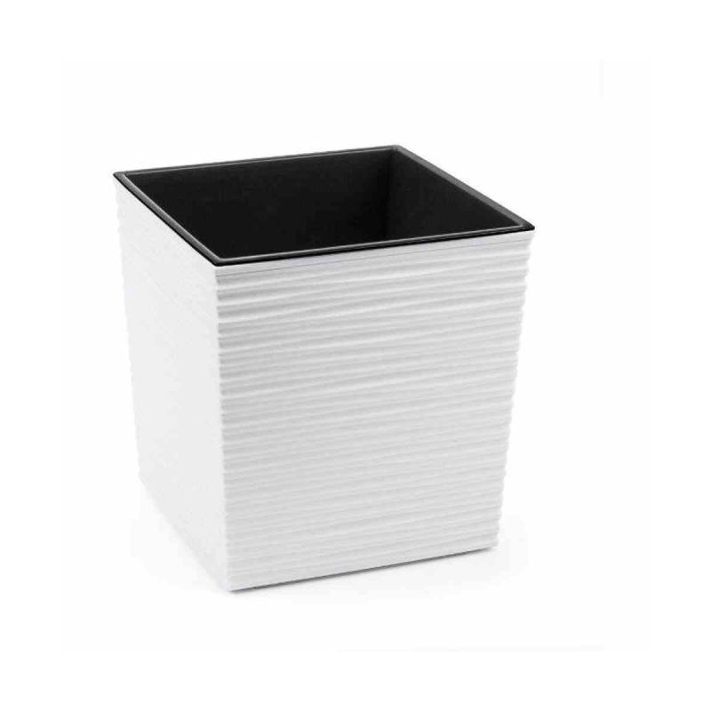Siena Garden Pflanzgefäß Biron 30 x 30 x 31 cm weiß Rillenoptik