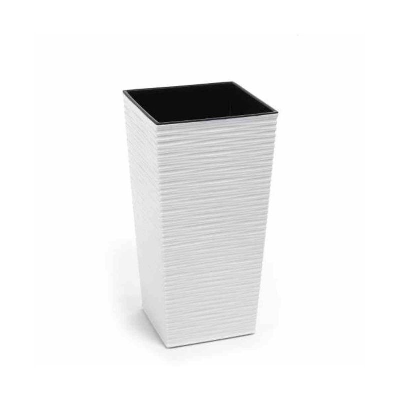Siena Garden Pflanzgefäß Nizza 35 x 35 x 68 cm weiß Rillenoptik