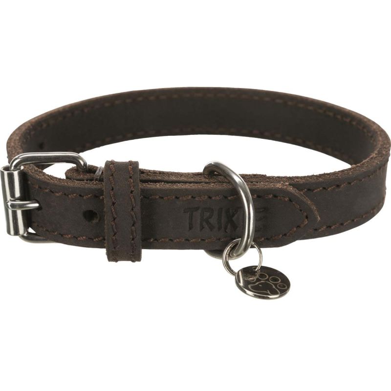 Trixie Rustic Fettleder Halsband XS-S dunkelbraun 27-34 cm/18 mm