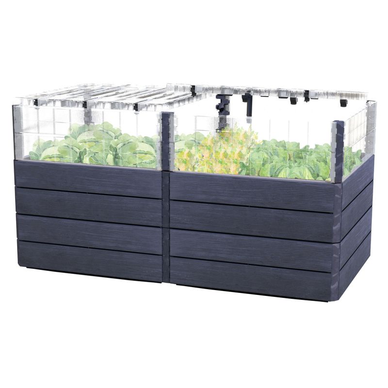 Garantia  Hochbeet Ergo Quadro TurboPlus 2 L 80 Wood, inkl. FLORA Wassersparsystem