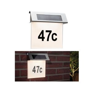 Paulmann Outdoor Solar Hausnummernleuchte IP44 LED 1×0,2W Edelstahl Weiß Paulmann Outdoor Solar Hausnummernleuchte IP44 LED 1×0,2W Edelstahl Weiß