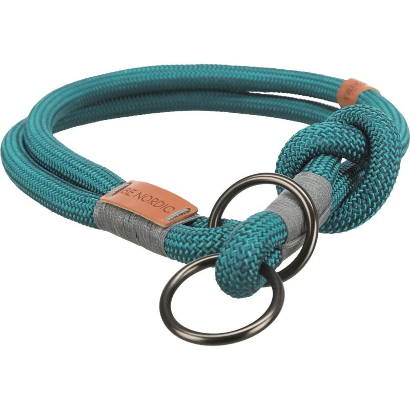 Trixie „Be Nordic“, Zug-Stopp-Halsband L petrol/hellgrau 50 cm/ø 13 mm