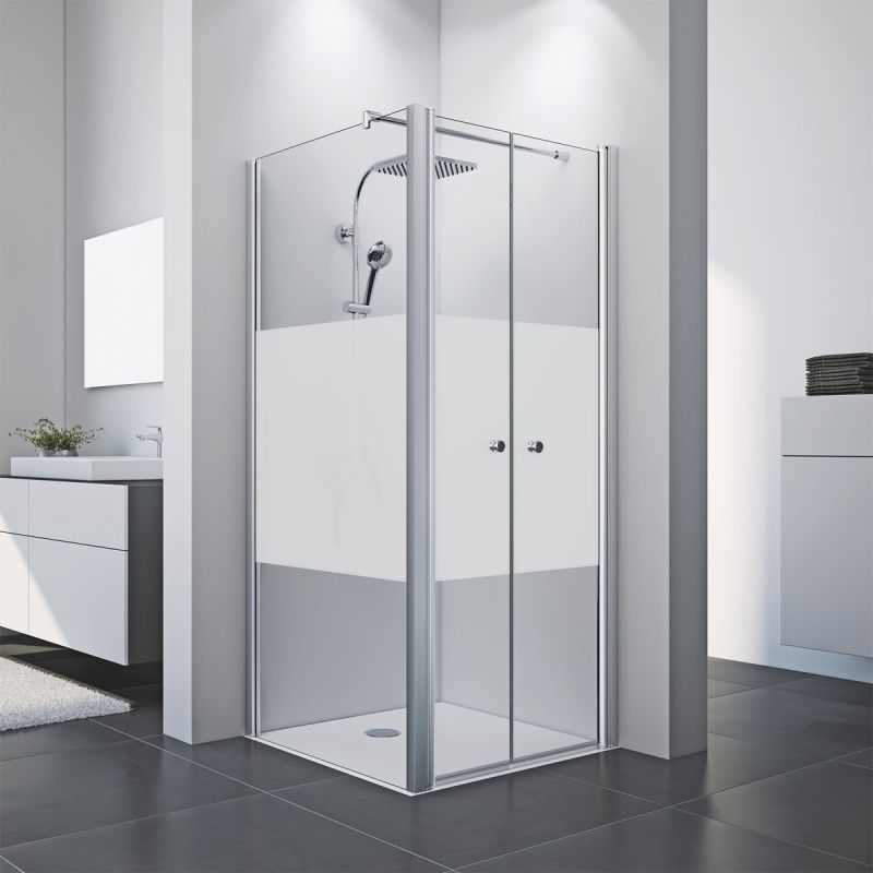 Breuer Seitenwand Elana 8 für Drehfalttür und Drehtür, Anschlag rechts, alu chromeffekt, Klarglas, 900 mm