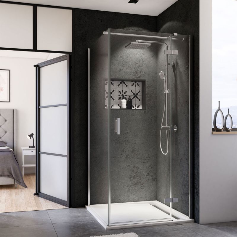 Breuer  Drehtür Elana 8 für Seitenwand, Anschlag rechts, alu chromeffekt, Intima, 800 mm