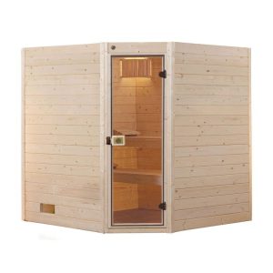 Weka Massivholzsauna „Valida Eck 1.8“, Glastür, ohne Ofen