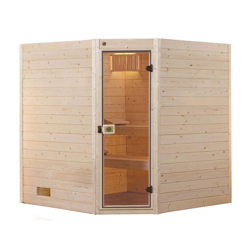 Weka Massivholzsauna „Valida Eck 1.8“, Glastür, ohne Ofen