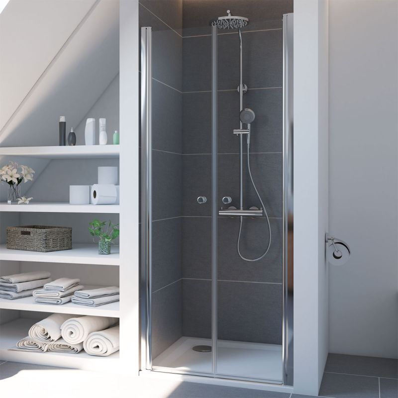 Breuer  Pendeltür Elana 6 für Nische, Alu chromeffektt, Klarglas, 900 mm
