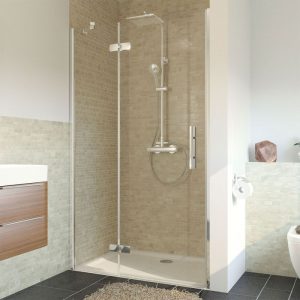 Breuer  Drehtür Avanta mit Festteil für Nische, Anschlag links, alu chromeffekt, Klarglas, 800 mm