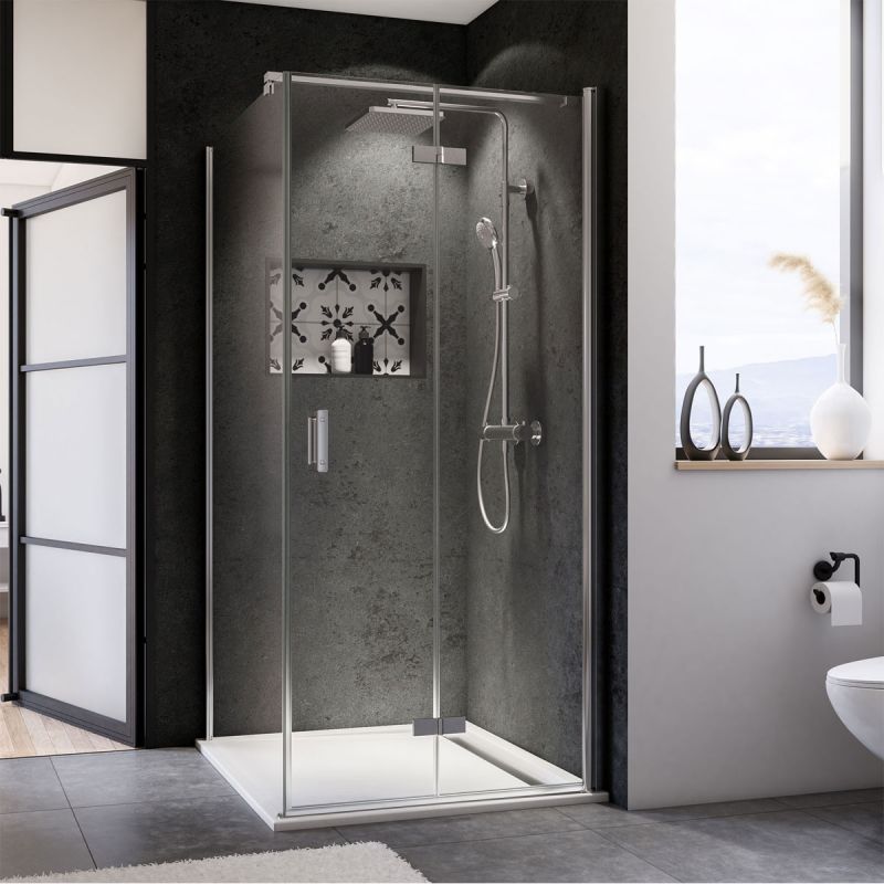 Breuer Eckeinstieg Elana 8, Drehfalttür, alu chromeffekt, intima, 1000/1000 mm