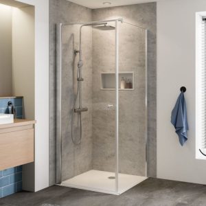 Breuer Drehtür Elana 8 für Seitenwand 900 mm Aluminium Klarglas hell mit Chrom-Effekt