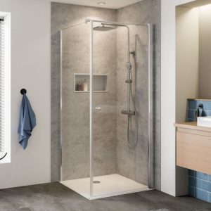 Breuer Aluminium-Tür Elana 8 für Seitenwand links 800 mm Intima-Glas mit Chrom-Effekt