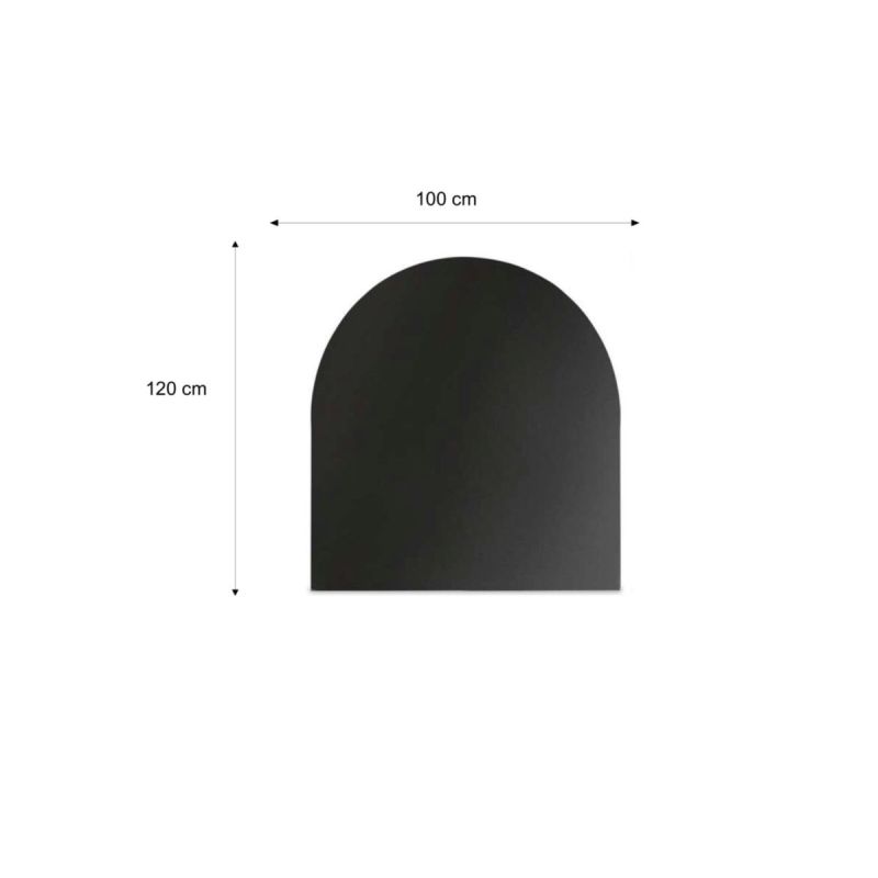 Stahlbodenplatte Rundbogen, 100x120cm, Stärke 2mm, Farbe: Schwarz
