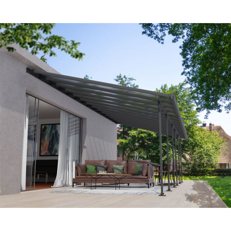 Palram Canopia Feria Alu Terrassenüberdachung Polycarbonat 4x9 m dunkelgrau