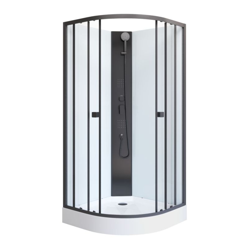 Aurlane Komplettdusche White Circle, rund, Farbe: Schwarz/weiss, 85x85x197,5cm
