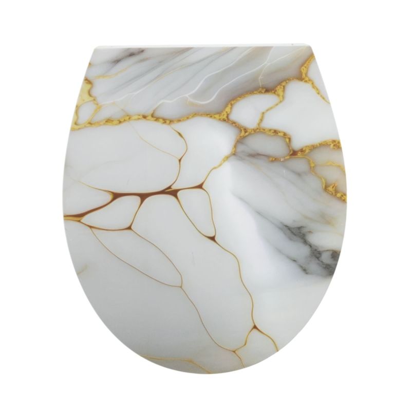 Valblue WC-Sitz Marble gold, Curving Print, Duroplast, Absenkautomatik, abehmbar per Knopfdruck