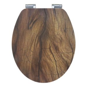 Valblue WC-Sitz Wood MDF-Holzkern Absenkautomatik Metallscharniere verchromt