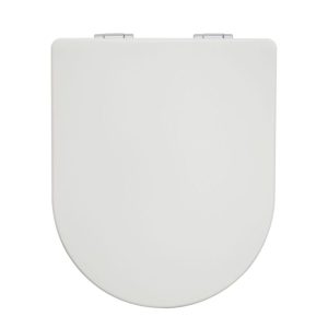 Valblue WC-Sitz Delta weiss D-Form, MDF-Holzkern, Absenkautomatik, Metallsch. verchromt