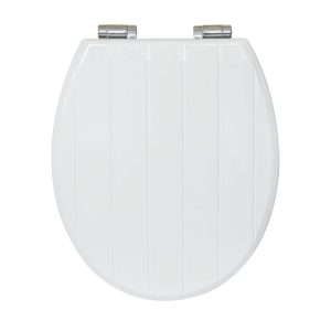 Valblue WC-Sitz Cannelure weiss, MDF-Holzkern, Absenkautomatik, Metallsch. verchromt