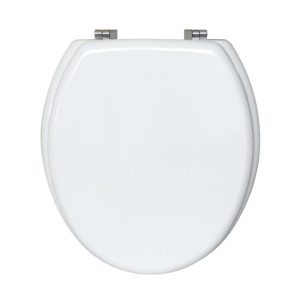 Valblue WC-Sitz Brenta weiss, MDF-Holzkern, Absenkautomatik, Metallsch. verchromt