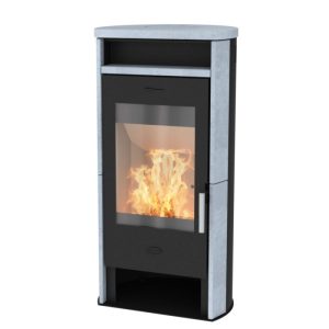 Fireplace Santa Fe 6kWSpeckstein Anschl. oben/hinten 150mm Fireplace Santa Fe 6kWSpeckstein Anschl. oben/hinten 150mm