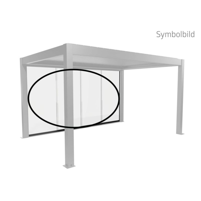 Biohort Glasschiebewand Klarglas 3,5m dunkelgrau-metallic für Pergola