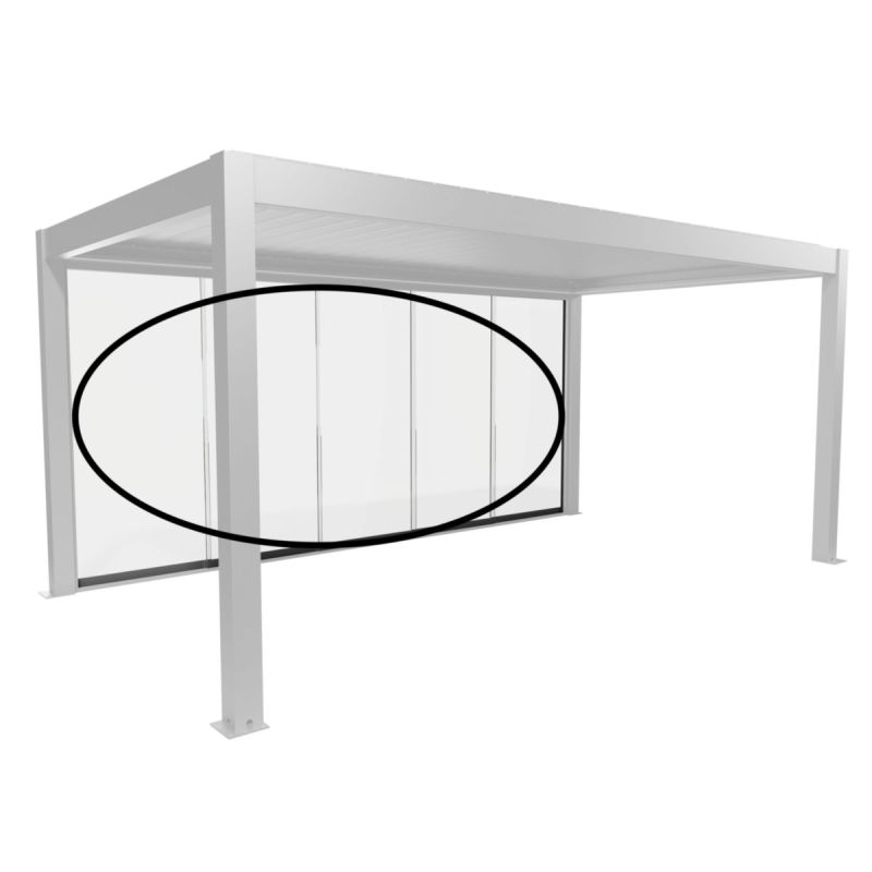 Biohort Glasschiebewand Klarglas 5,5m quarzgrau-metallic für Pergola