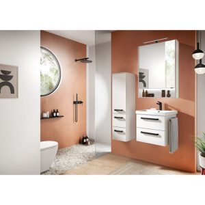 Badmöbel-Set Forli Kaschmir – 63 cm Waschplatz mit LED-Spiegelschrank & Keramikbecken Badmöbel-Set Forli Kaschmir – 63 cm Waschplatz mit LED-Spiegelschrank & Keramikbecken