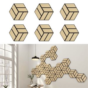6er Set Hexagon Akustikpaneele Echtholzoberfläche Eicheoptik 6er Set Hexagon Akustikpaneele Echtholzoberfläche Eicheoptik