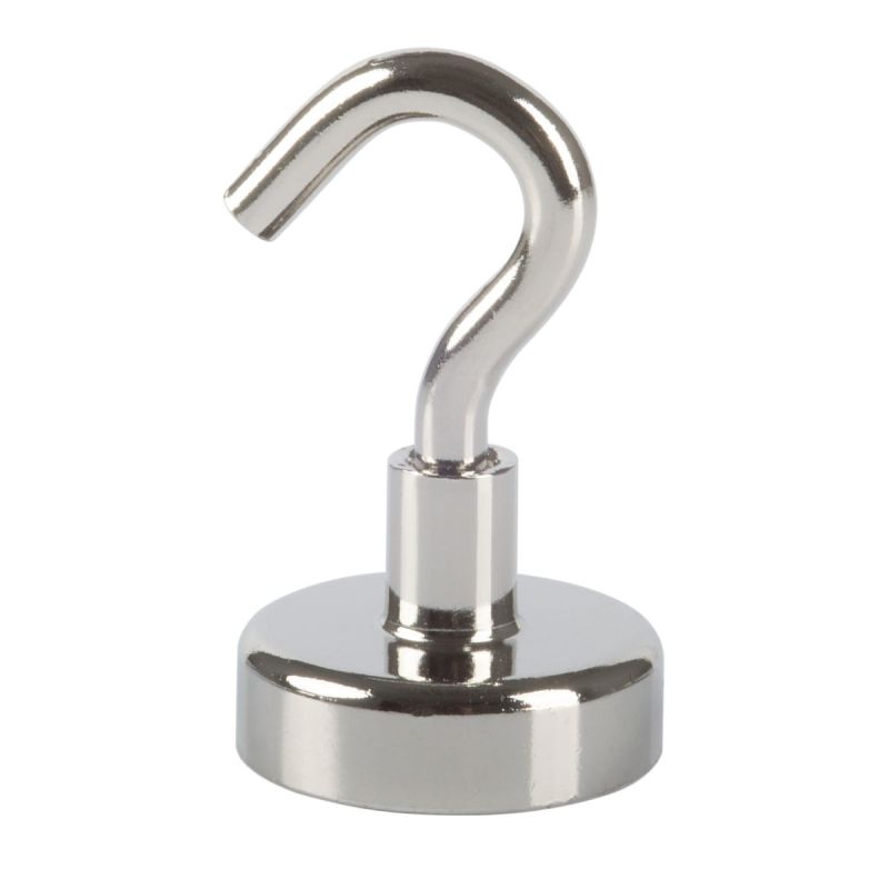 Suki Topfmagnet Neodym mit Schraubhaken M5 Ø 25 x 40 mm, silber