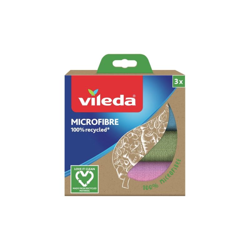 Vileda Microfibre 100% recycled 30x30cm, 3 Stk.