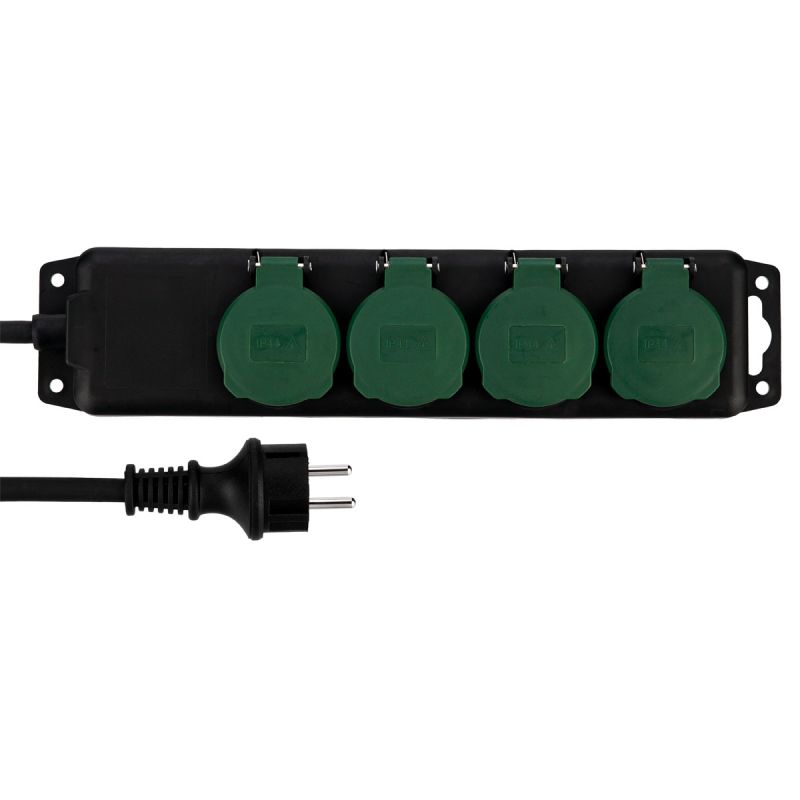 REV Ritter Steckdosenleiste IP 44 4-fach 1,4 m scharz-grün