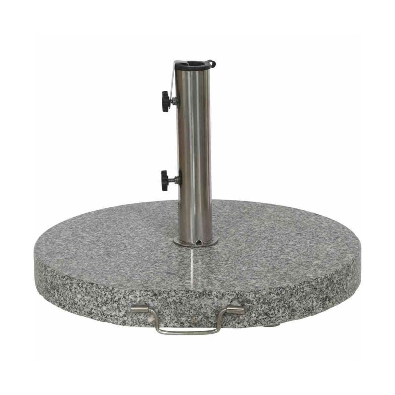 Siena Garden Granit-Schirmständer 40 kg, Ø50x6 cm, hellgrau, für Schirmstock-Ø 25-48 mm, inkl. Rollen