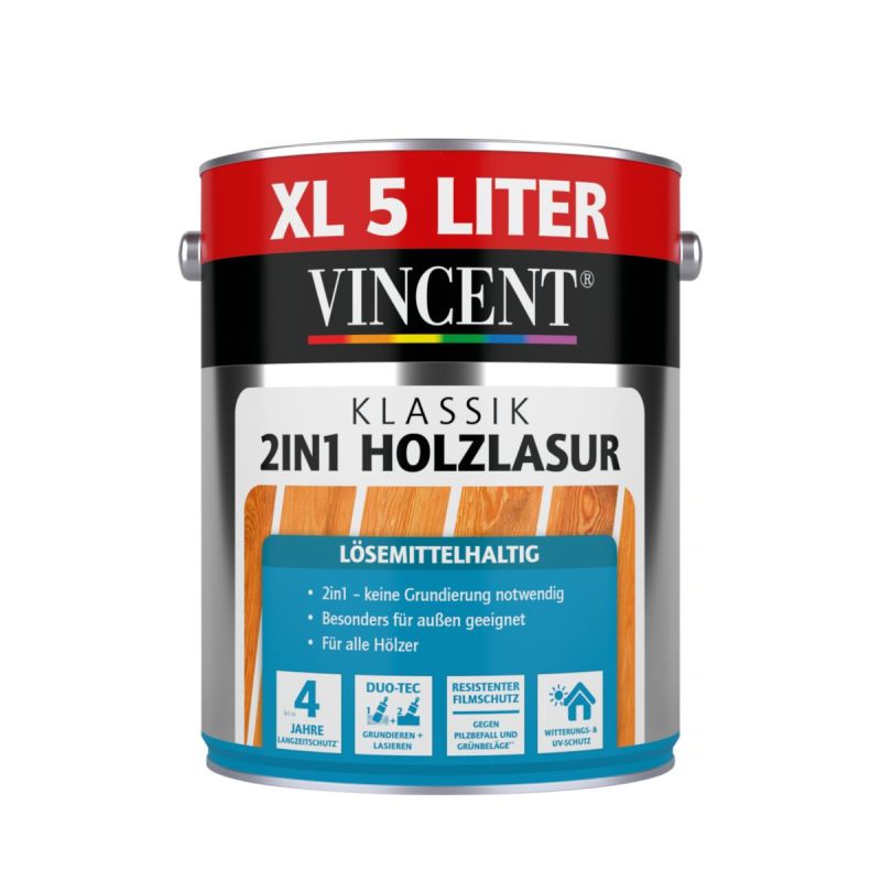 Vincent  2in1 Holzschutz Lasur IH teak 5L
