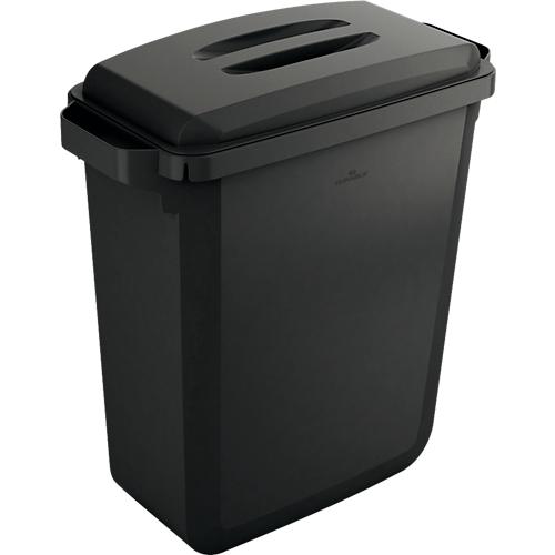Abfallbehälter Durable Durabin Eco, 60 L, mit Deckel, 2 Tragegriffe, B 590 x T 282 x H 600 mm, recycelter Kunststoff in Qualität Blauer Engel, schwarz