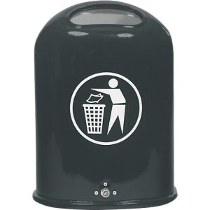 Abfallbehälter oval, 45 Liter, mit selbstschließender Edelstahlklappe, anthrazit/glimmer Abfallbehälter oval, 45 Liter, mit selbstschließender Edelstahlklappe, anthrazit/glimmer