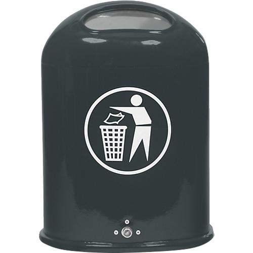 Abfallbehälter oval, 45 Liter, mit selbstschließender Edelstahlklappe, anthrazit/glimmer