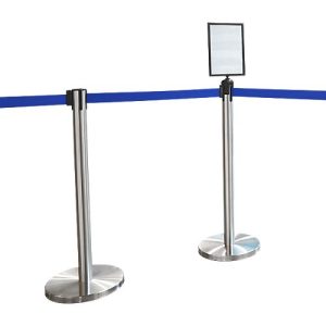 Absperrpfosten, 2 Stück + Tafel, blau Absperrpfosten, 2 Stück + Tafel, blau