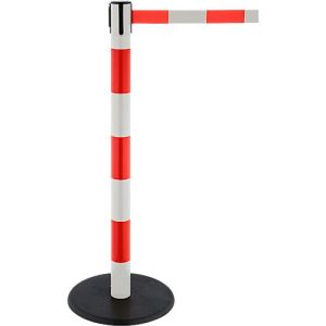 Absperrpfosten RS-Guidesystems GLAG 28, Gurtauszug 2300 mm, weiß-rot/weiß-rot Absperrpfosten RS-Guidesystems GLAG 28, Gurtauszug 2300 mm, weiß-rot/weiß-rot