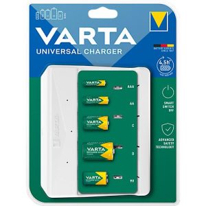 Akkuladegerät für Batterien, 2x o. 4x AA/AAA/C/D & 1x 9V, Ladezeit 4,5 h, USB-C (inkl. Kabel), 100-240 V, B 154 x T 49 x H 129 mm, weiß Akkuladegerät für Batterien, 2x o. 4x AA/AAA/C/D & 1x 9V, Ladezeit 4,5 h, USB-C (inkl. Kabel), 100-240 V, B 154 x T 49 x H 129 mm, weiß