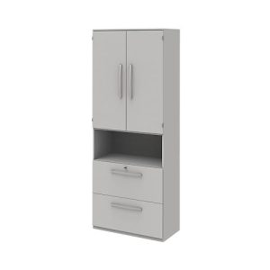 Aktenschrank BARI, 6 OH, 2 Türen, 2 Hängeregister, Zentralverriegelung, B 819 x T 430 x H 2174 mm, hellgrau Aktenschrank BARI, 6 OH, 2 Türen, 2 Hängeregister, Zentralverriegelung, B 819 x T 430 x H 2174 mm, hellgrau