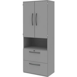 Aktenschrank BARI, 6 OH, 2 Türen, 2 Hängeregister, Zentralverriegelung, B 819 x T 430 x H 2174 mm, mittelgrau/mittelgrau Aktenschrank BARI, 6 OH, 2 Türen, 2 Hängeregister, Zentralverriegelung, B 819 x T 430 x H 2174 mm, mittelgrau/mittelgrau