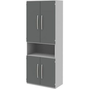 Aktenschrank BARI, 6 OH, 3 Böden, 1 offenes Fach, B 819 x T 430 x H 2174 mm, hellgrau/anthrazit Aktenschrank BARI, 6 OH, 3 Böden, 1 offenes Fach, B 819 x T 430 x H 2174 mm, hellgrau/anthrazit
